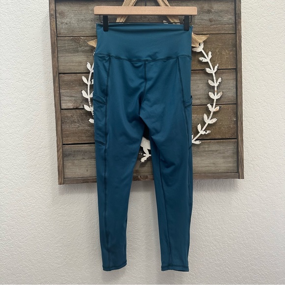 ABS2B Fitness Apparel Teal High-Waisted Leggings with Pockets Large - Picture 2 of 6